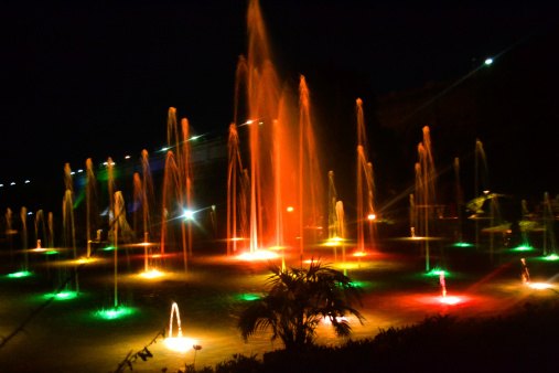 Fountain at night light