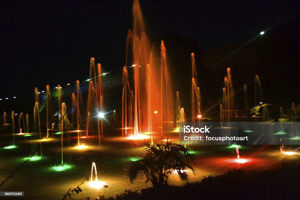 Fountain at night light Beauty Stock Photo