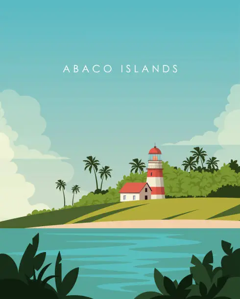 Vector illustration of Abaco islands travel poster