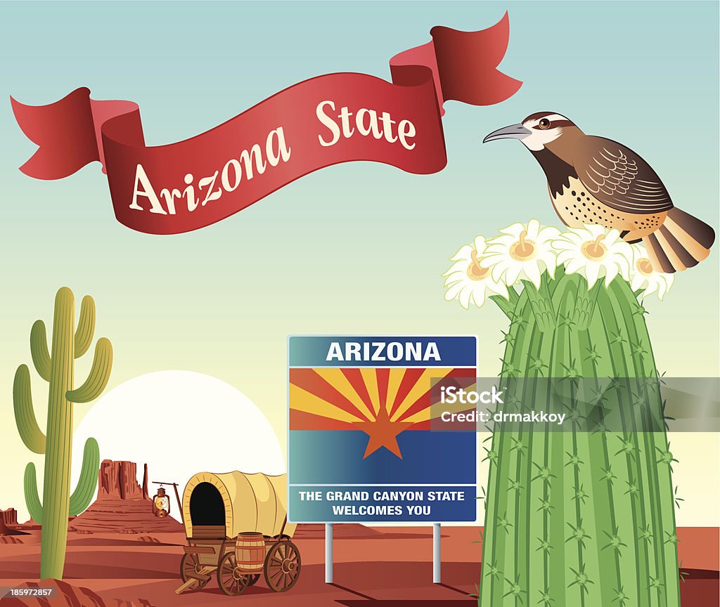 Arizona State - arte vectorial de Matraca desértica libre de derechos