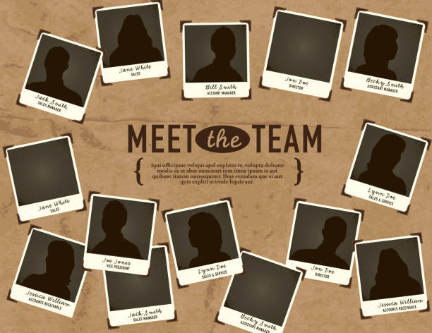 'Meet the Team' portrait concept template Vector illustration of a 'Meet the Team' concept template.  meet the team stock illustrations