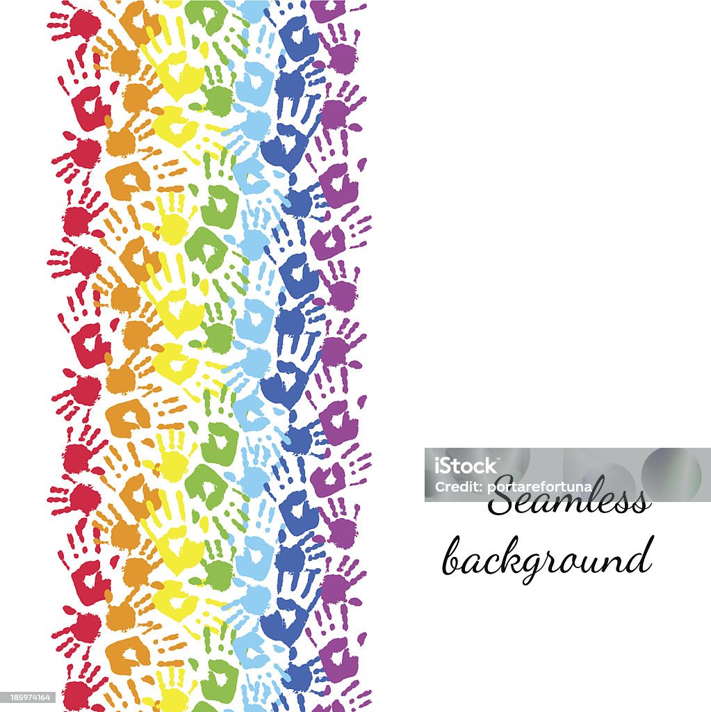 Color hands, rainbow seamless border background Eps 10 vector illustration. Rainbow stock vector