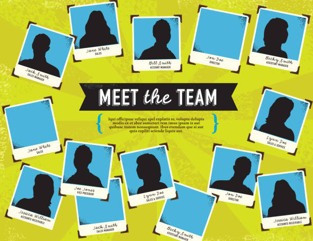 'Meet the Team' portrait concept template Vector illustration of a 'Meet the Team' concept template.  meet the team stock illustrations