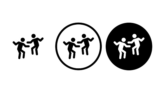 icon dance black outline for web site design 
and mobile dark mode apps 
Vector illustration on a white background