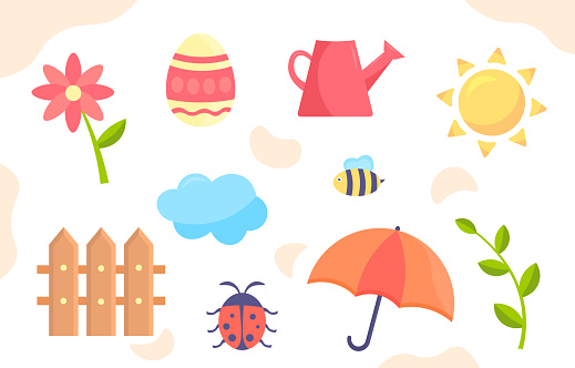 Spring Elements Vector Set Stock Illustration - Download Image Now ...