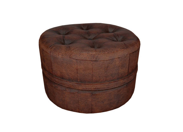 istock 3d render of brown leather footstool 1859775570