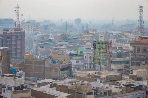Observing Sukkur City from the vantage point of Masoom Shah Tower offers a bird's-eye perspective of the urban landscape below.