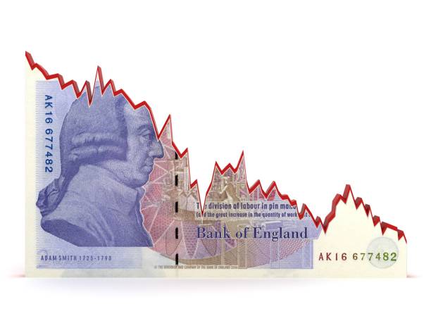 UK British pound money finance crisis chart graph stock photo