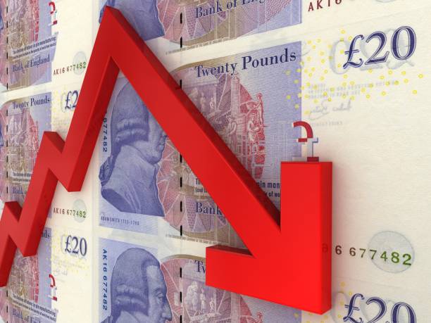 UK British pound money finance crisis chart graph stock photo