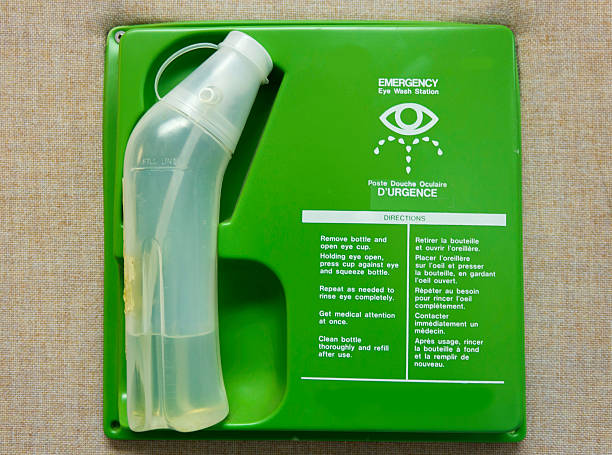 First aid eye wash station stock photo