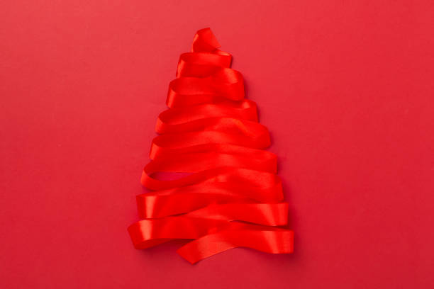 istock Creative handmade christmas tree on color background, top, view 1859829796
