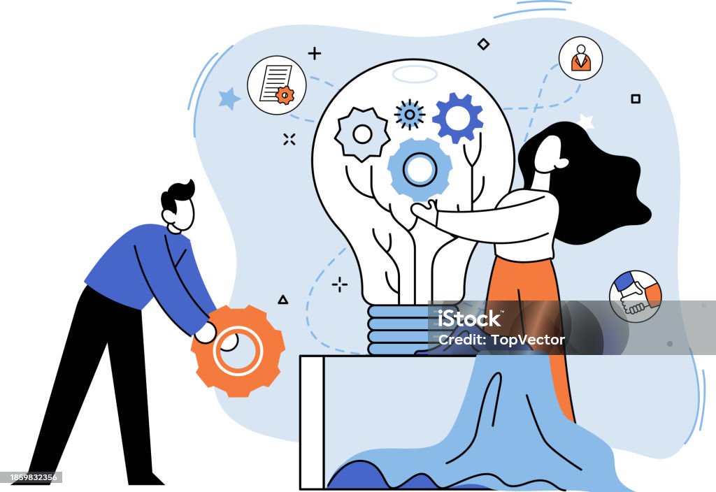 Team Leader Solving Problemimage Team Solving Complex Problems Teamwork Vector Illustration Metaphor ...