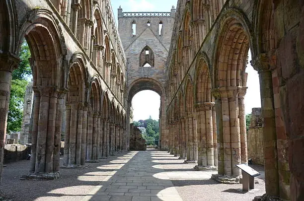 A ground floor view of the interior of Jedburgh Abbey