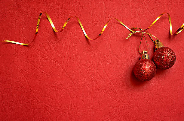 istock Red background with Christmas balls 185983742