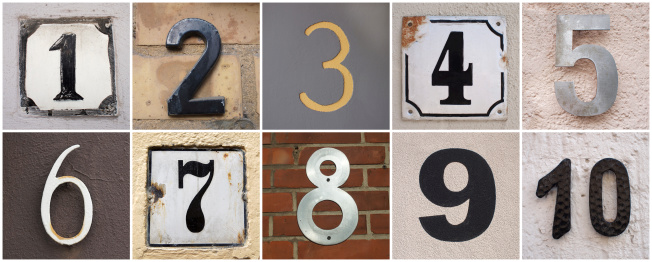 set of house numbers from 1 to 10