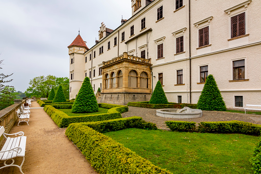 Bohemia, Czechia - May 2019: Konopiste castle and gardens in Czech Republic