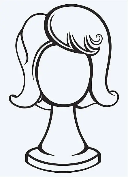 Vector illustration of Wig on mannequin head