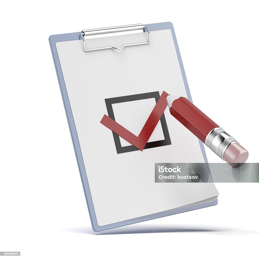 checklist dettagliata con una matita - Foto stock royalty-free di Brillante