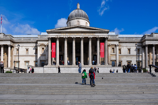 London, UK - April 2018: National Gallery on Trafalgar square in London