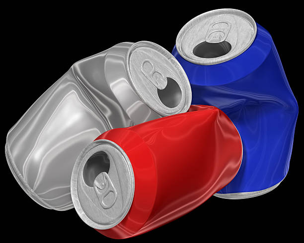 istock Three dimensional image of crumpled aluminum cans. 185987986