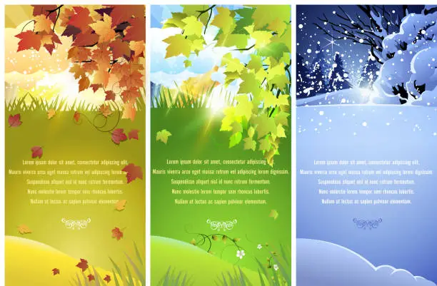 Vector illustration of Autumn Spring and Winter Season Banner