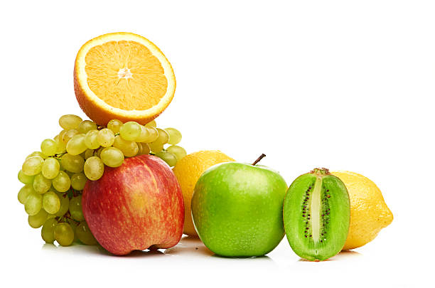istock Composition with fruits isolated on a white 185988679