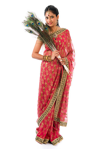 istock Indian girl with peacock feathers 185988841