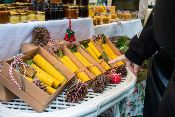 bee products are on showcase at christmas bazaar horizontal still