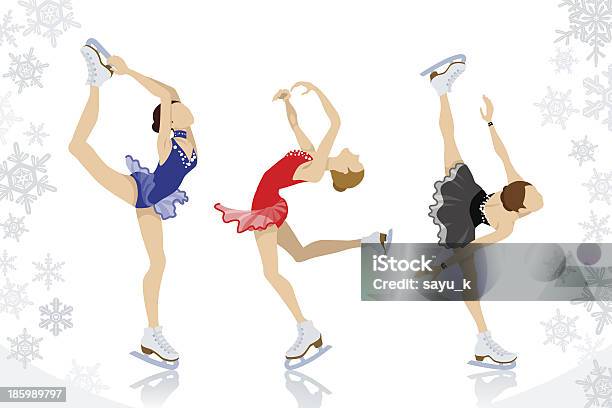 Figure Skatingthree Women Stock Illustration - Download Image Now - Figure Skating, Illustration, Ice-skating