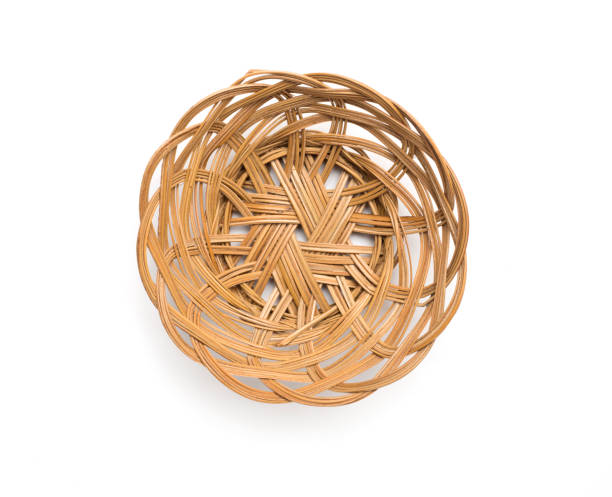 istock Vintage wicker basket isolated on white, top view 1859913906