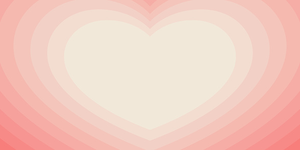 Enchanting Tunnel of Concentric Hearts Creates a Romantic and Cute Background in Peach trendy colors. Space for text, copyspace