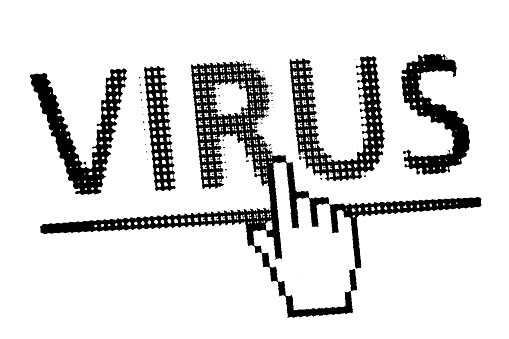 Virus written on a computer screen, computer security