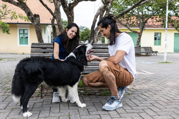 istock Couple with dog in the square 1859962544