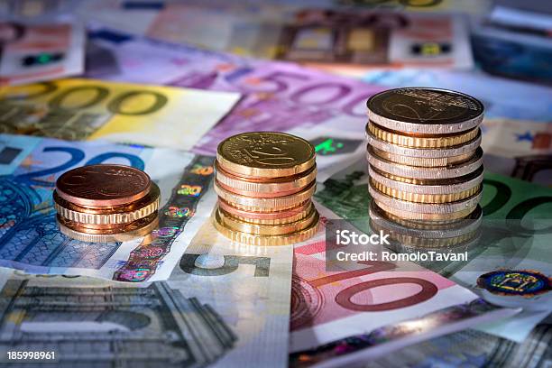 Exchange Rate Money In Rise Stock Photo - Download Image Now - Coin Bank, Euro Symbol, European Union Currency