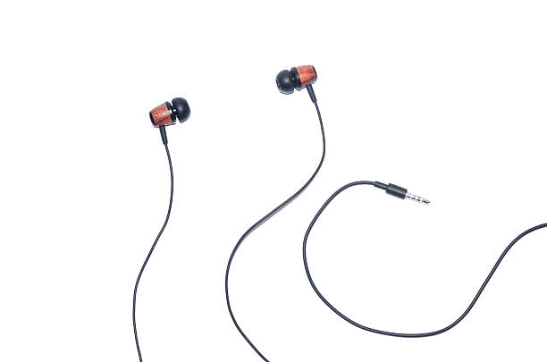 istock Wooden earphone isolated on white 186000085