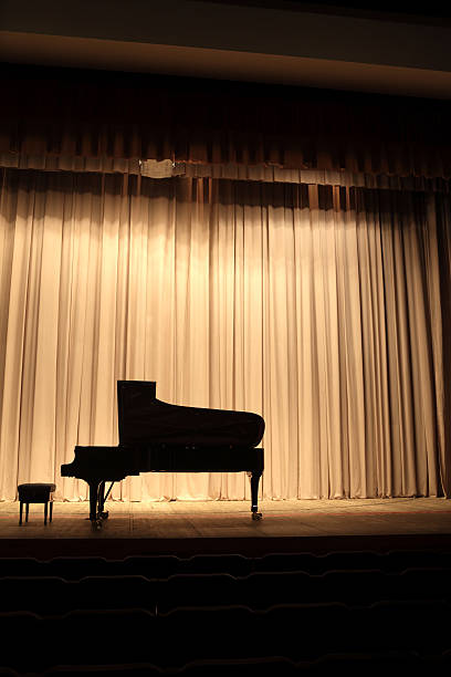 istock Grand piano on the curtain background 186001911
