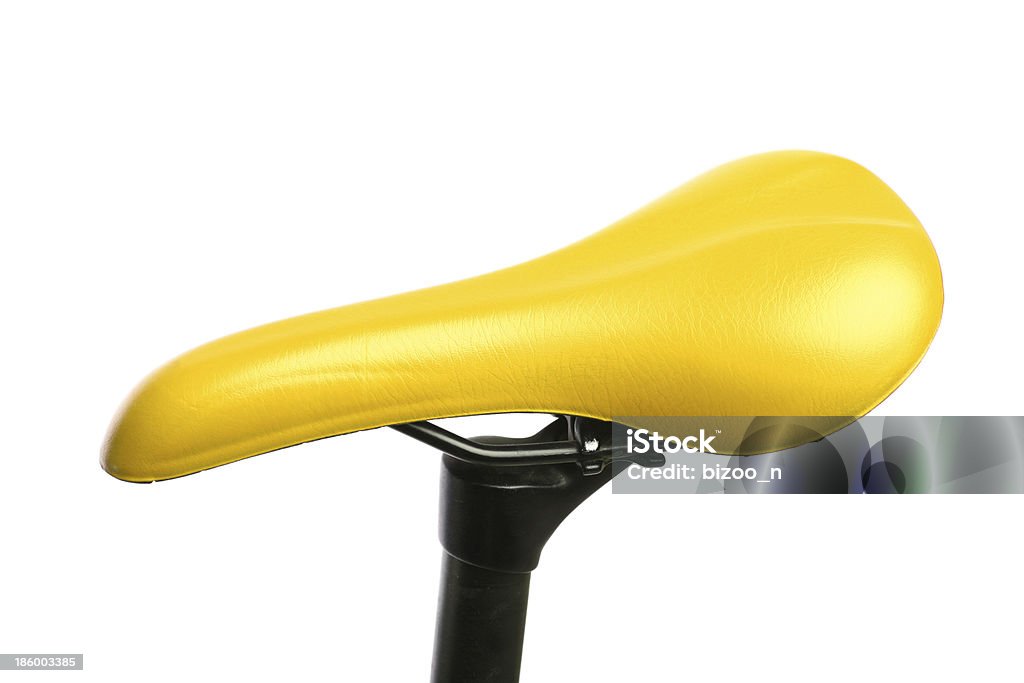 Yellow bicycle saddle Color detail of the yellow saddle of a bicycle Bicycle Stock Photo