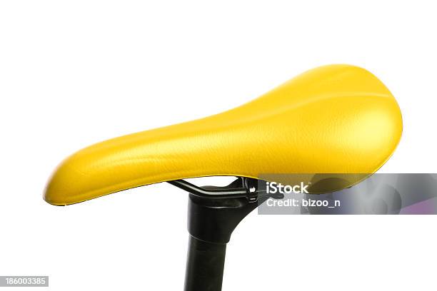 Yellow Bicycle Saddle Stock Photo - Download Image Now - Bicycle, Bicycle Seat, Black Color