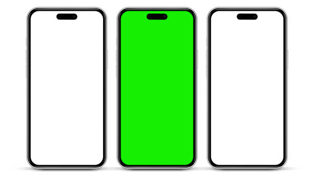 istock 3D realistic high quality smartphone mockup with isolated background. Smart phone mockup collection. Device front view. 3D mobile phone with shadow on white background. 1860076263