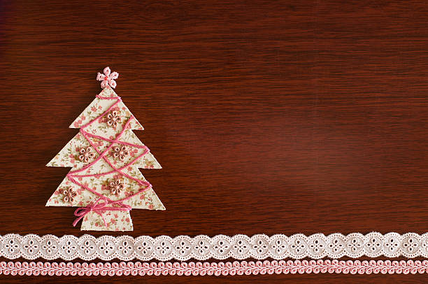 Handmade fabric Christmas tree. stock photo