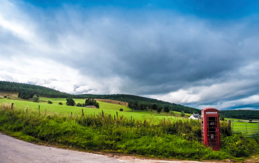 Funny and fascinating red phone cab into the deep Highlands