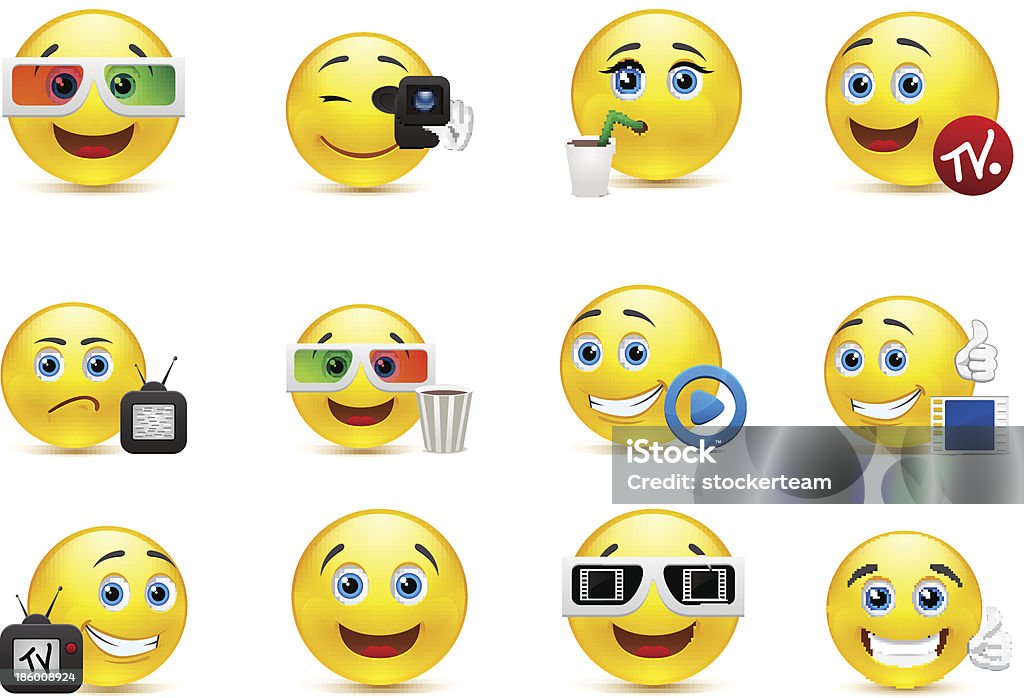 Vecteur smiley images avec des éléments de l'industrie du divertissement - clipart vectoriel de Émoticon libre de droits