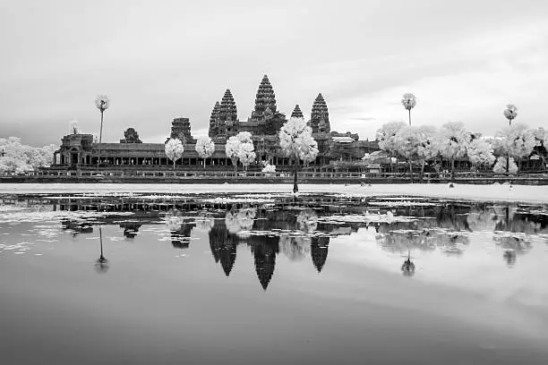 Angkor Wat in infrared image