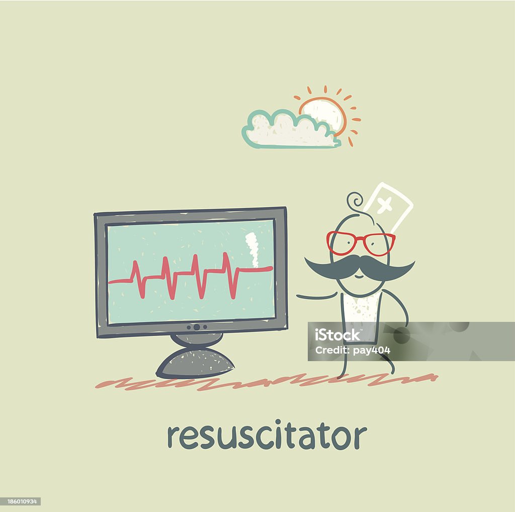 La rianimazione è un monitor mostra l'heartbeat - arte vettoriale royalty-free di Adulto