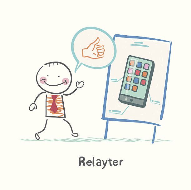 Relayter praises mobile phone vector art illustration