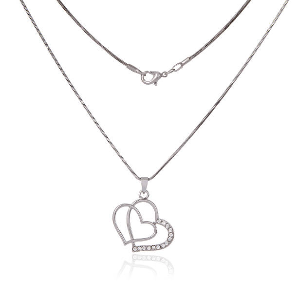 istock Silver chain and pendant in the shape of heart 186014097
