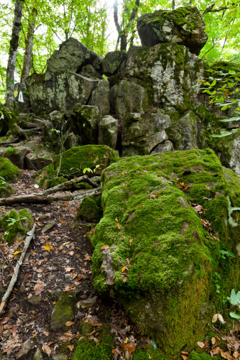 Rock Devil finger - landmark in shapsugskaya anomalous zone in caucasus mountains