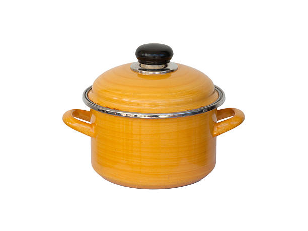 istock Old yellow metal cooking pot 186015560
