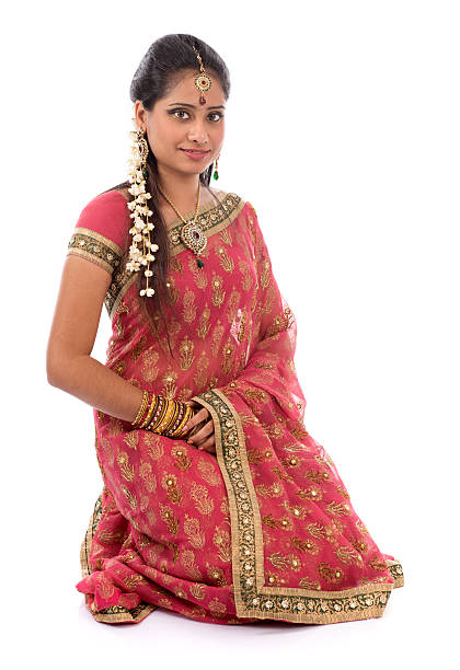 istock Indian girl in sari clothes 186016732