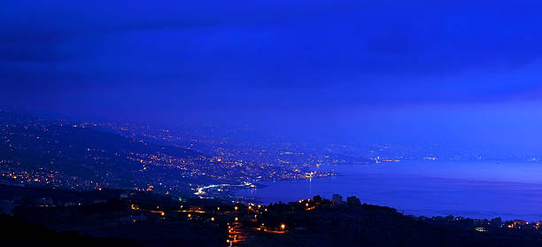 istock Mountains city at night 186017166